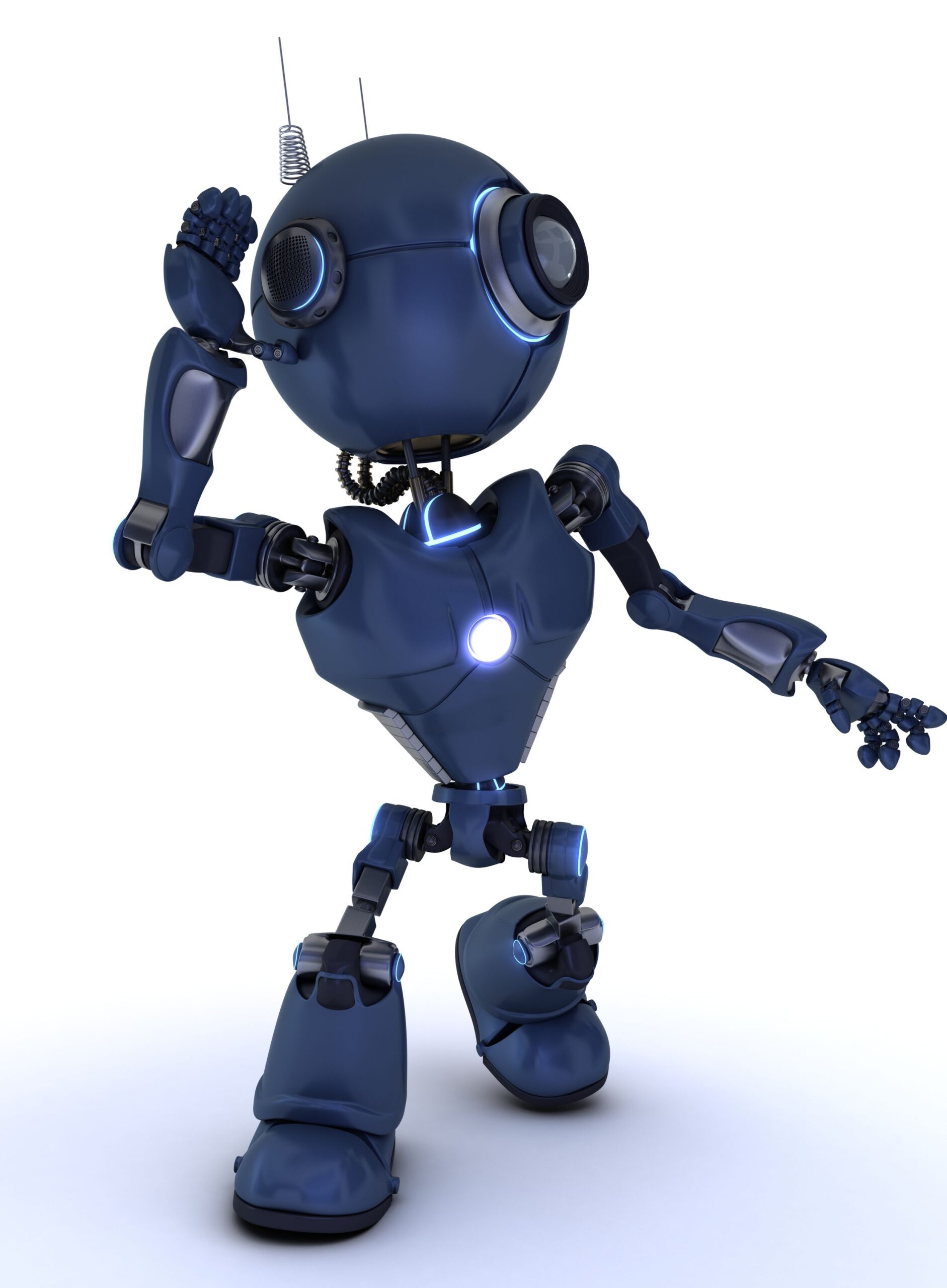 A futuristic robot representing the cutting-edge technology in AI-enhanced call answering.